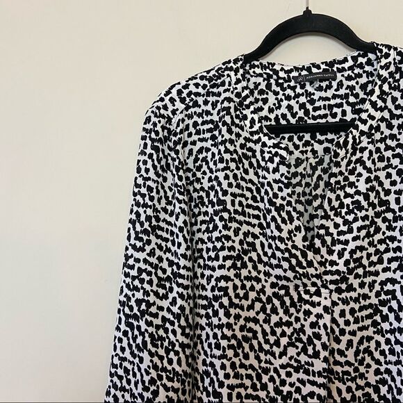 Adrianna Papell-Spotted Black & White Lightweight Button Down - Picture 9 of 11
